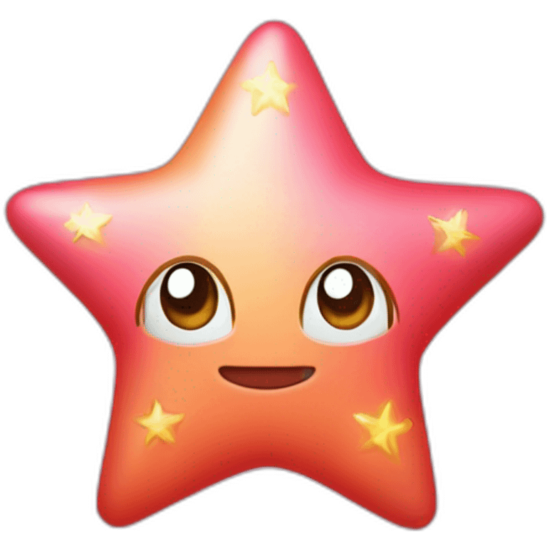 Pastel con forma de de estrella rojo con adornos de estrellas amarillas emoji