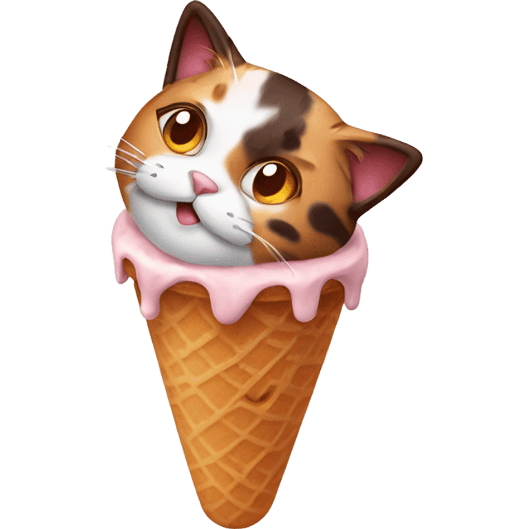 Icecream with calico cat emoji