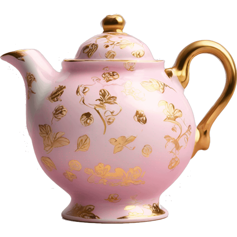 Pink and gold detailed porcelain  tea pot  emoji