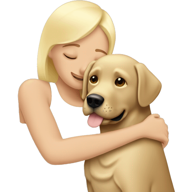 Labrador beige in Blonde Woman and men hug  emoji