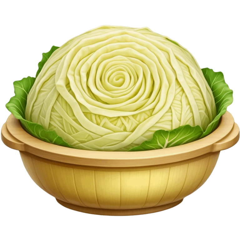 Cinematic Realistic Sauerkraut Dish Emoji, depicted as a tangy, fermented cabbage dish rendered with vibrant textures and natural, appetizing lighting. emoji