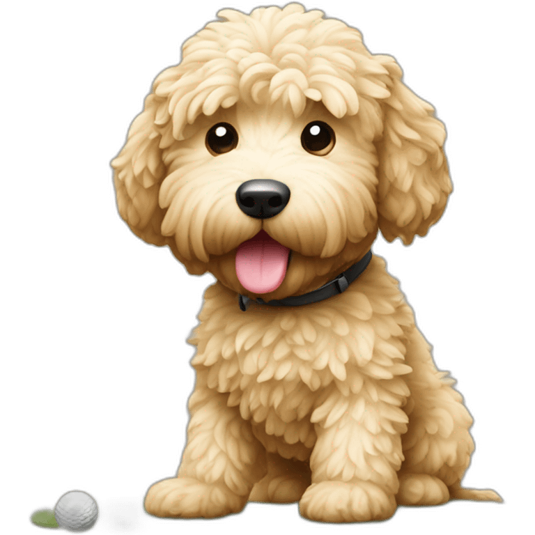 Goldendoodle playing golf emoji