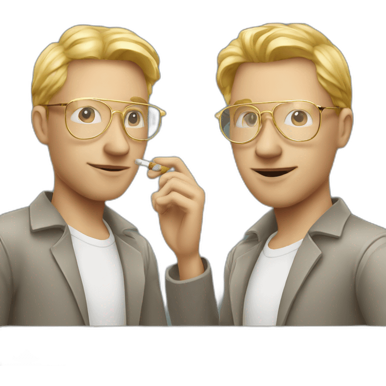 blonde white man with golden aviator glasses smoking cigarette emoji