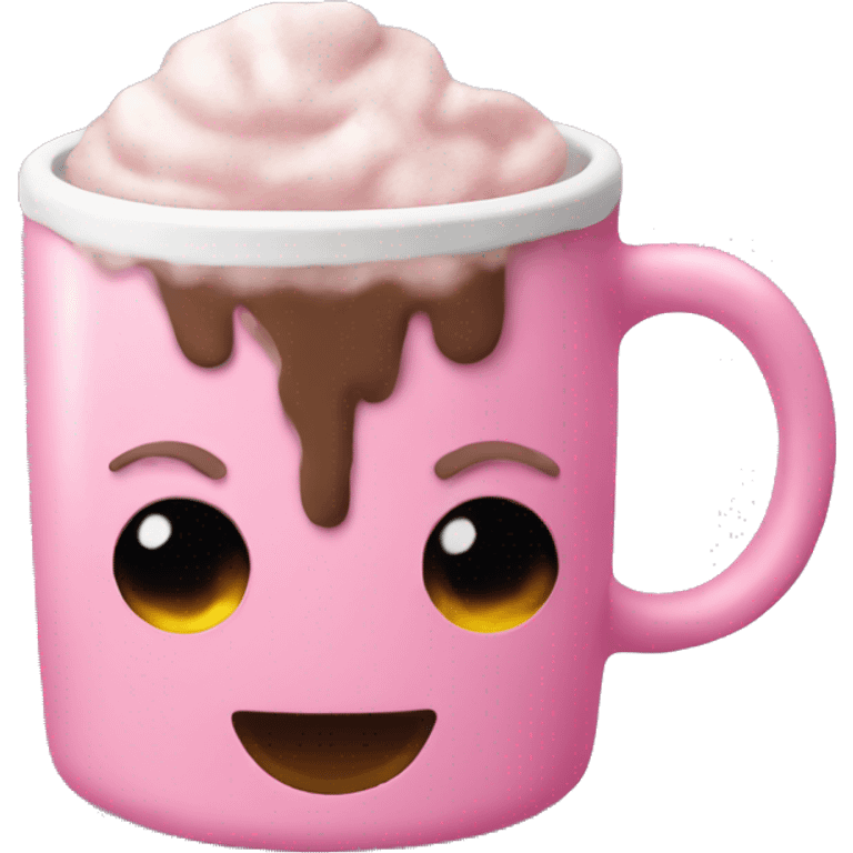 Pink mug with hot cocoa  emoji