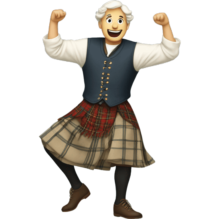 Dancing man in traditional Scottish clothes emoji