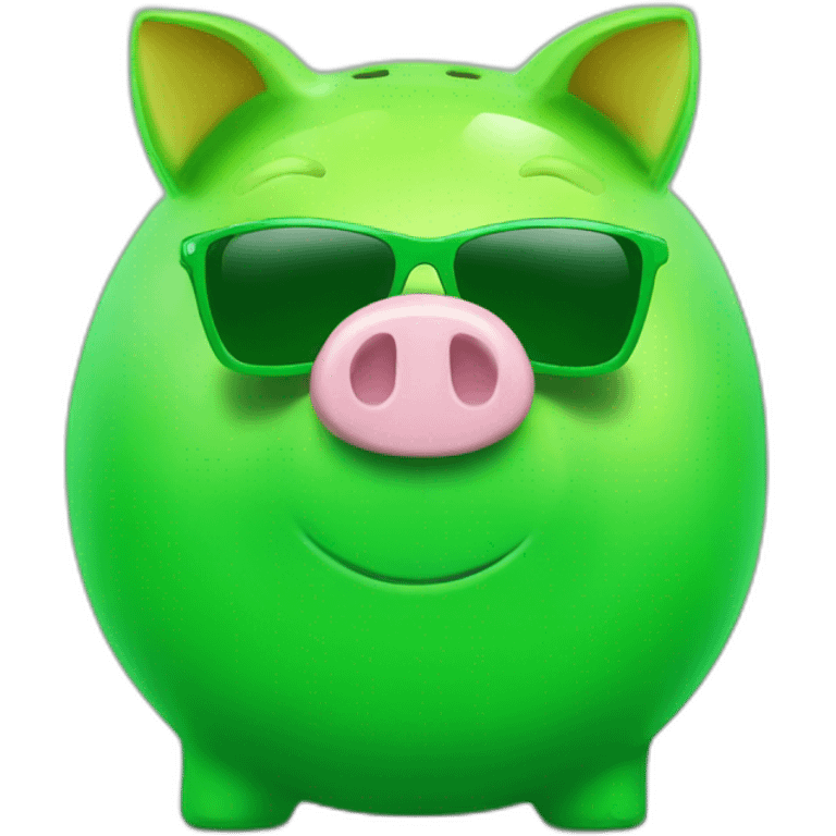 green piggybank with green sunglasses emoji