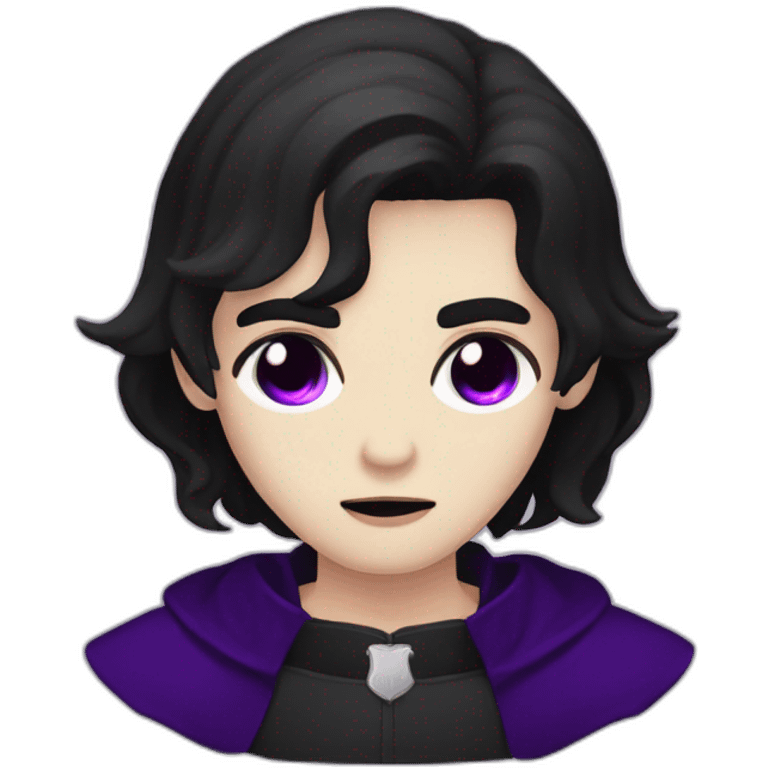 pale handsome sad vampire priest with short wavy black hair and violet eyes emoji