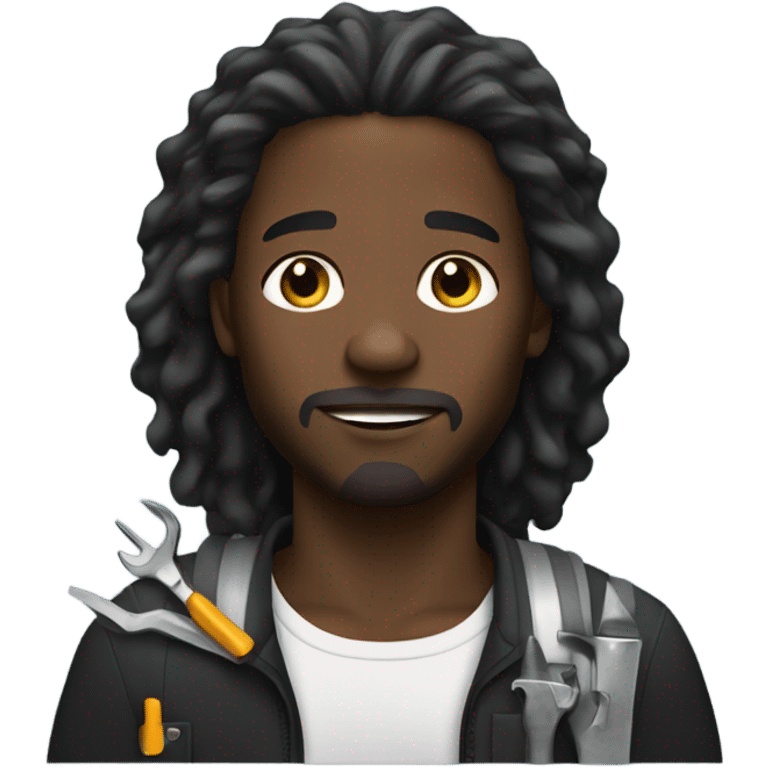 Black man with long hair and tools emoji