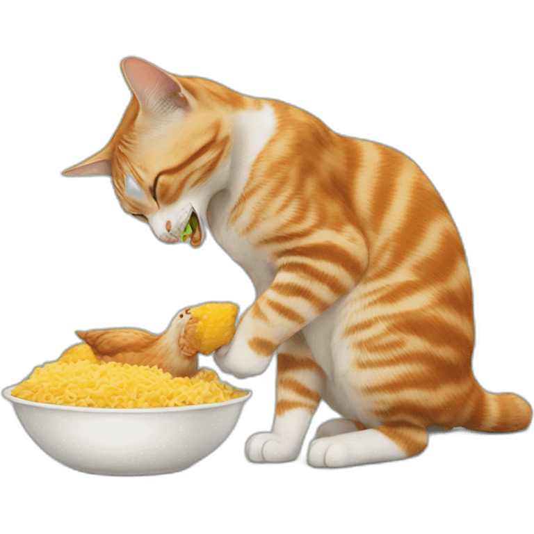 Cat eating chiken emoji