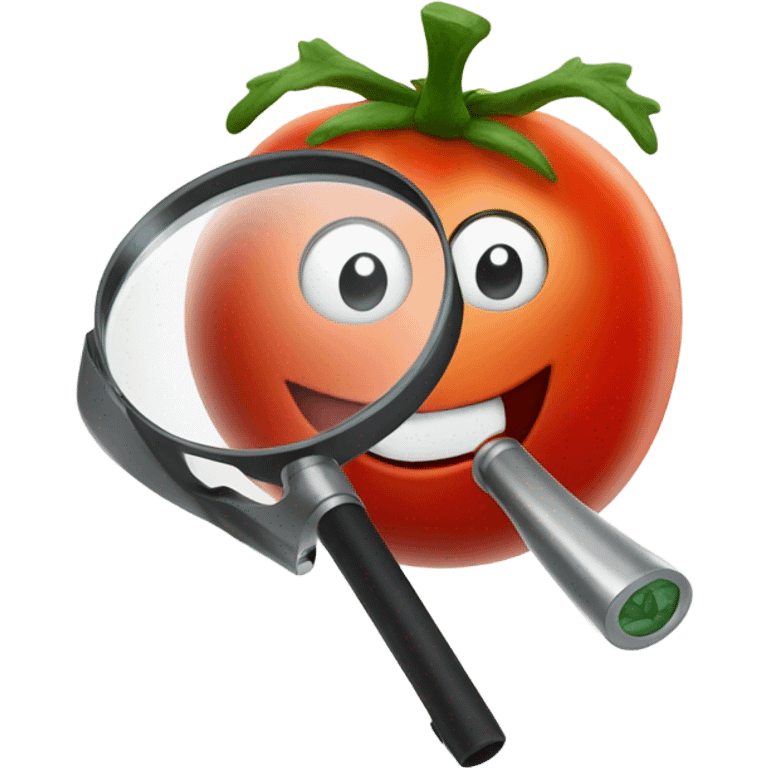 happy tomato with magnifying glass in hand emoji