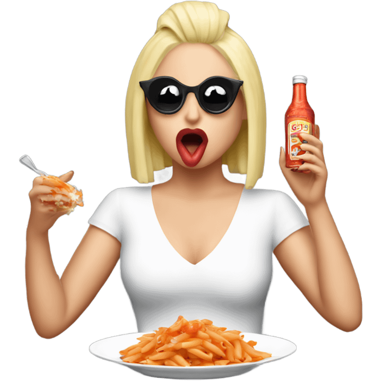 lady gaga eating penne a la vodka emoji