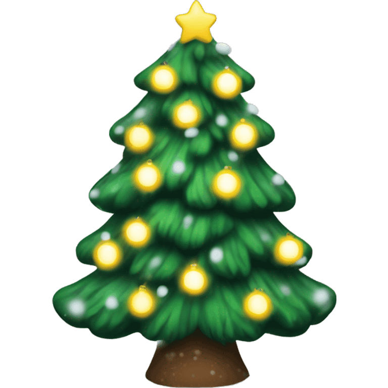 christmas tree with lights and snow emoji