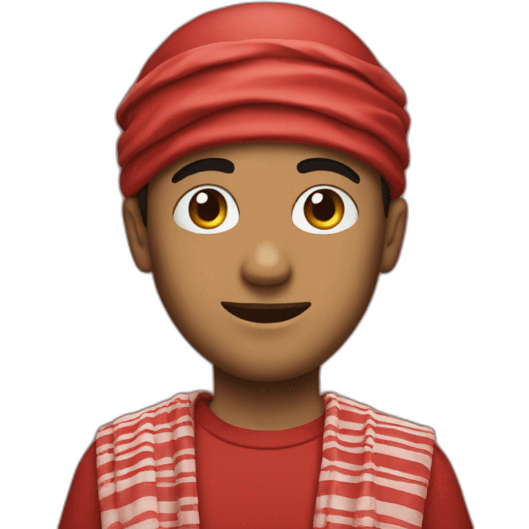 A young man wearing a keffiyeh and a red shirt emoji