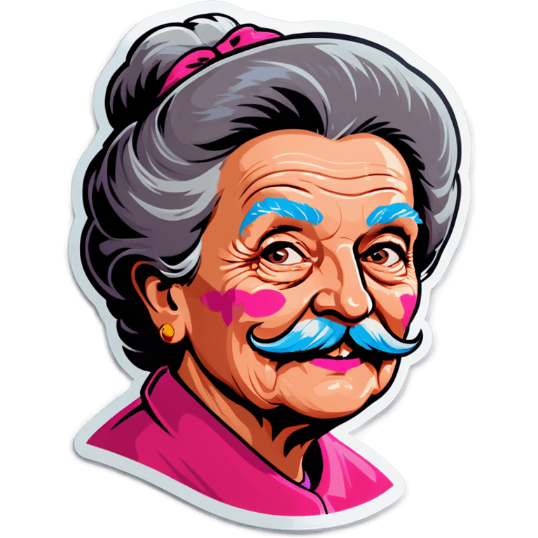 Old woman with pink mustaches emoji