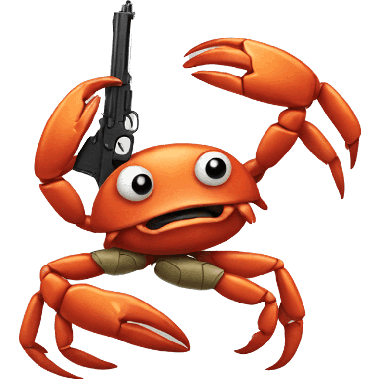 Crab holding a gun emoji