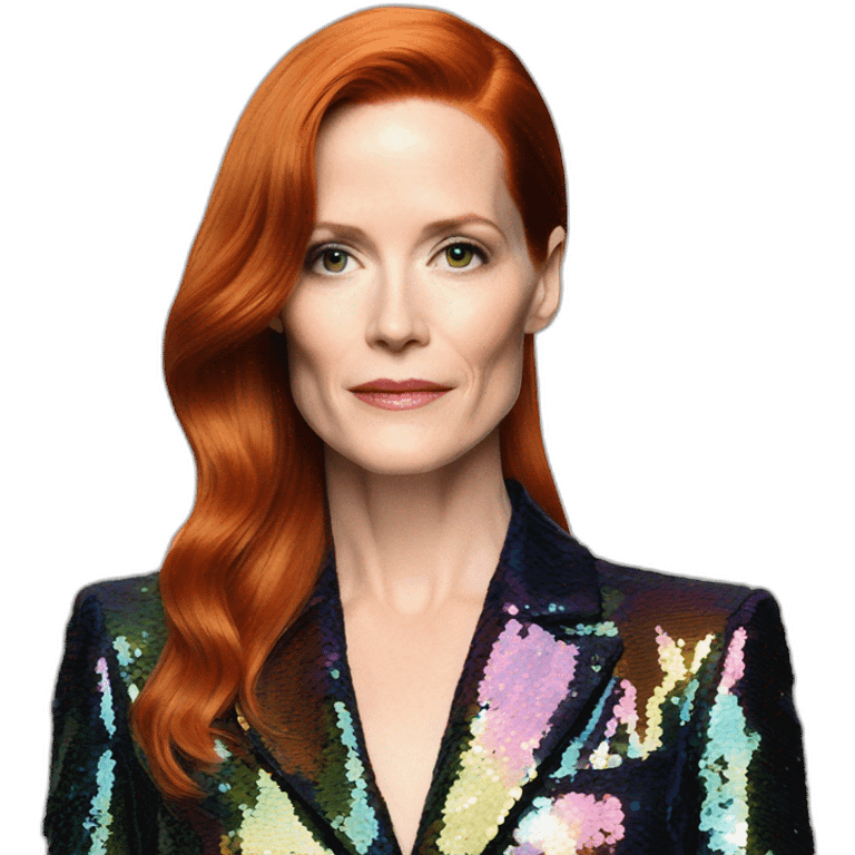 Audrey fleurot straight hair multicolored sequined suit emoji