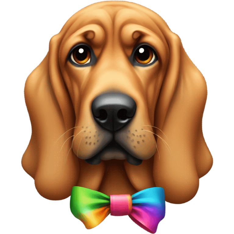 Bloodhound wearing a bow emoji