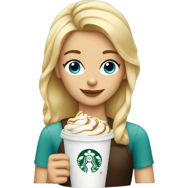 Starbucks cup drink with blonde girl blue eyes  emoji