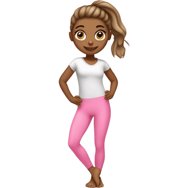 A cute girl in pink legging set Pilates  emoji