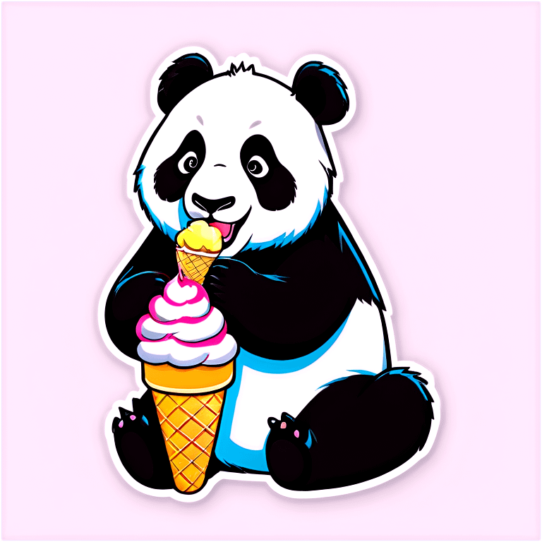 Panda eating ice cream emoji