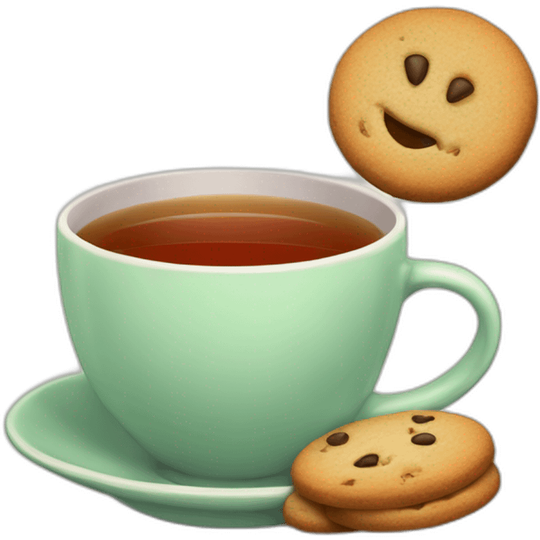 cup of tea with a cookie emoji