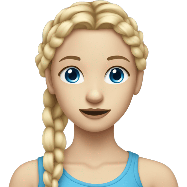 blonde teenager hair in braids blue eyes doing make up emoji