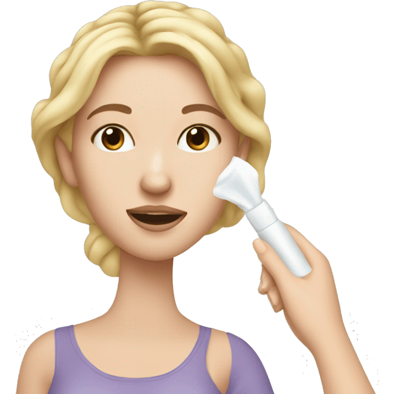 white girl applying cream on face emoji