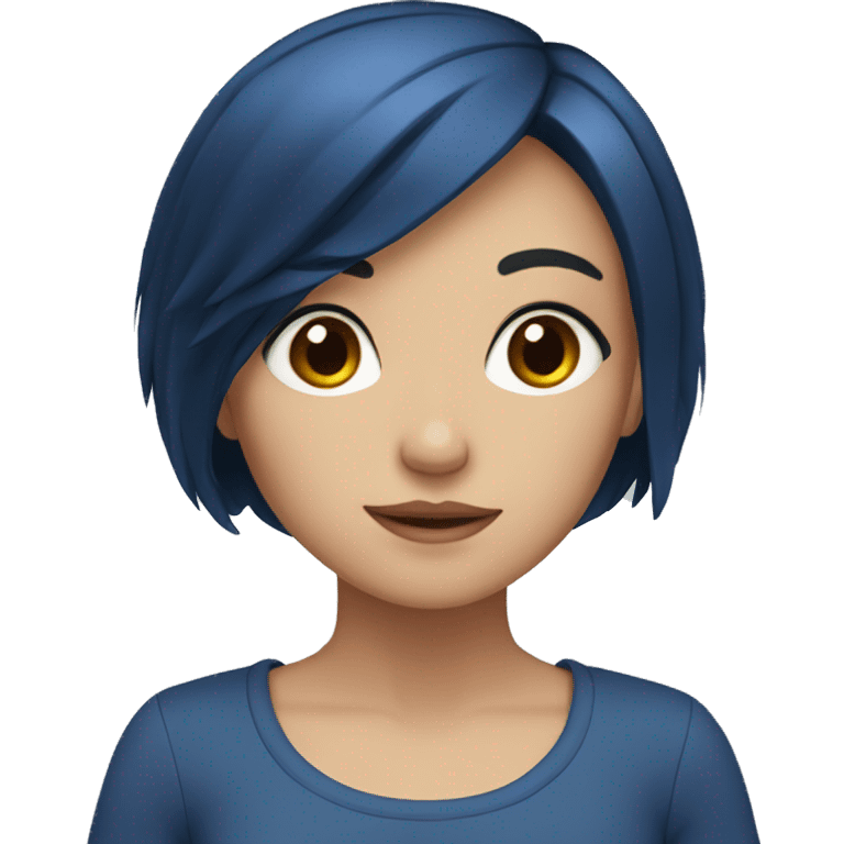 a girl with brown eyes and dark blue hair emoji