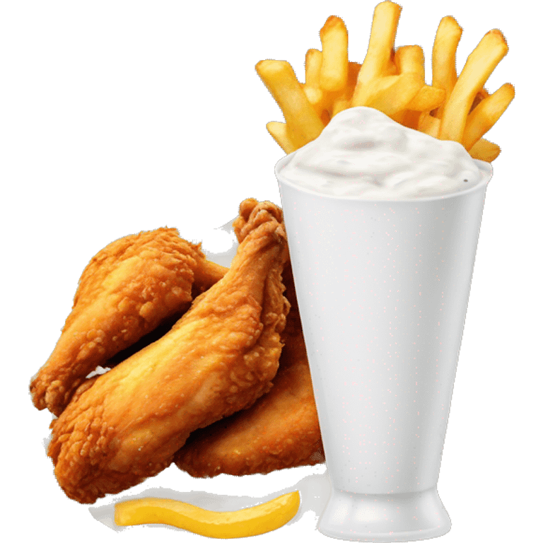 Chicken tender with ranch dressing on the side with fries emoji