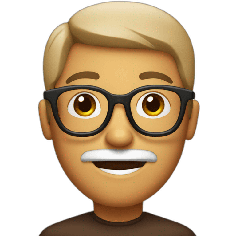 Man with glasses and liquid chocolat around mouth emoji