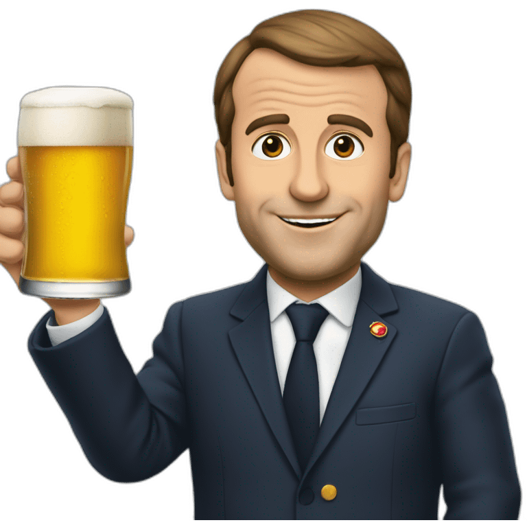 Macron boit une bière emoji