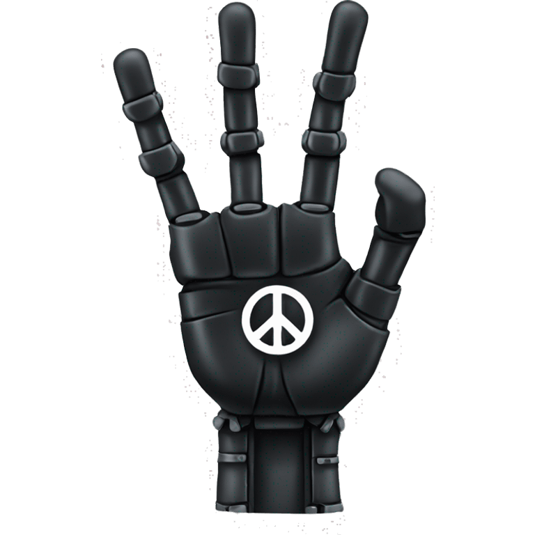 black robotic peace sign hand emoji