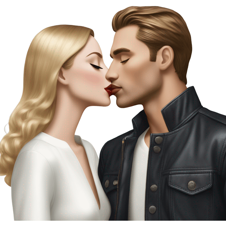 Hyper Realistic beautiful dior model kissing a handsome male model  emoji