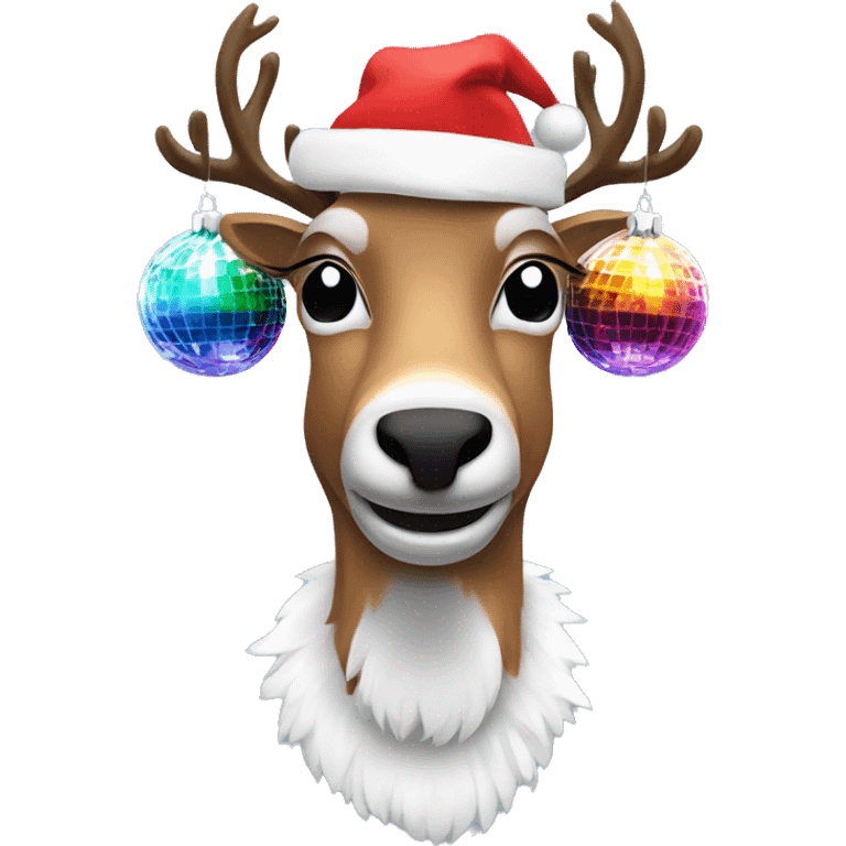 Christmas reindeer as DJ with disco balls emoji