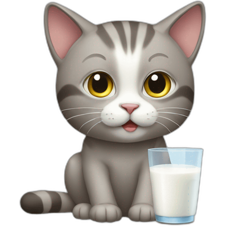 The cat drinks milk emoji