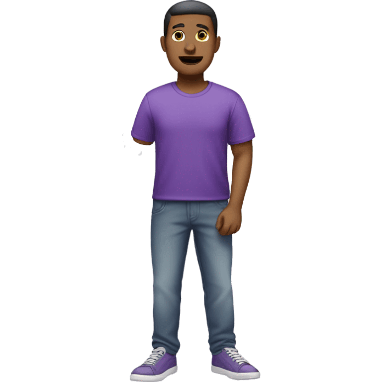 Standing man emoji but he’s wearing a purple shirt and some sneakers emoji