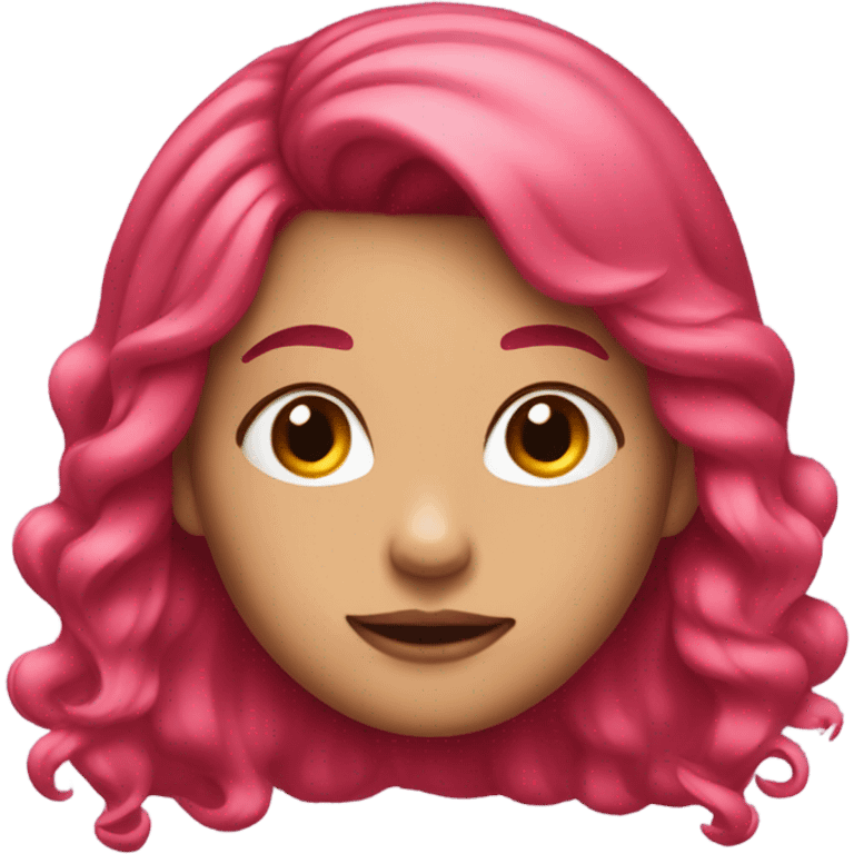 girl with front hair pieces pink, rest of hair is red emoji