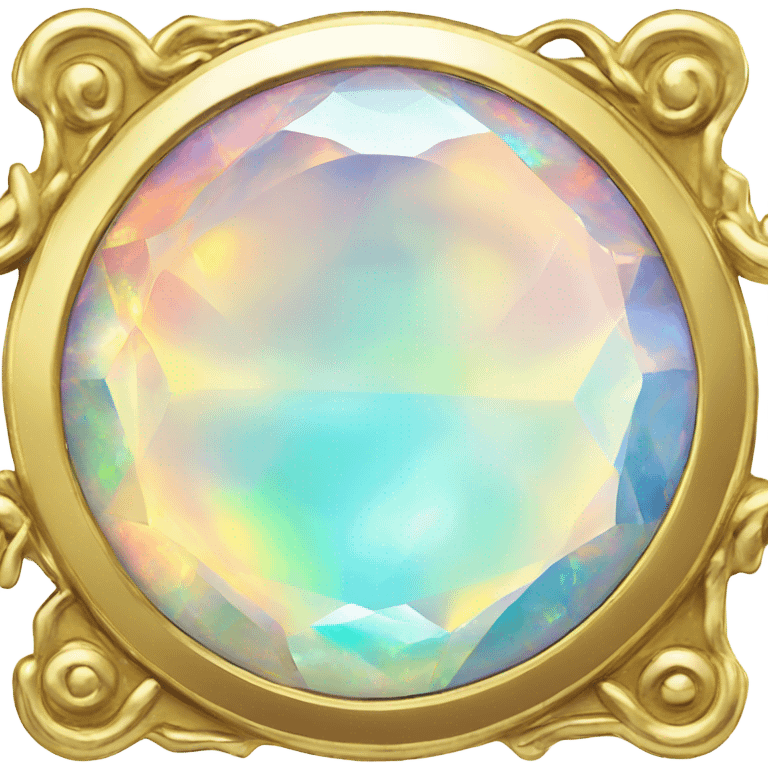 opal crystal gemstone coin gold border  emoji