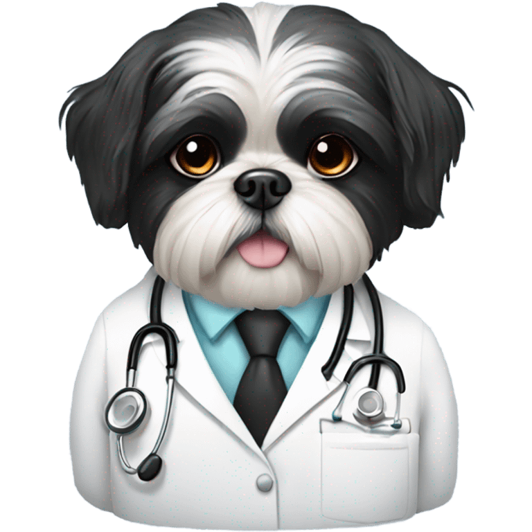 Black Shih tzu as doctor emoji