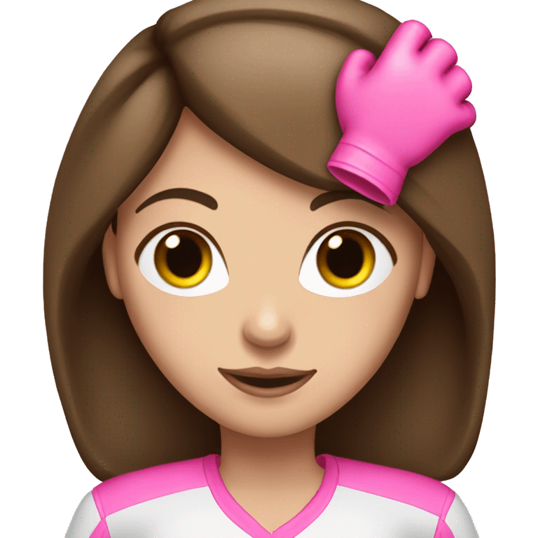 Brunette white girl with pink boxingg gloves emoji