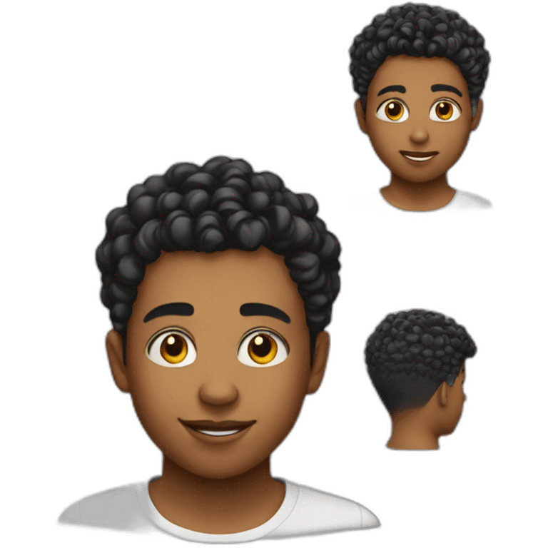 teen kid with taper fade and mid short curly hair emoji