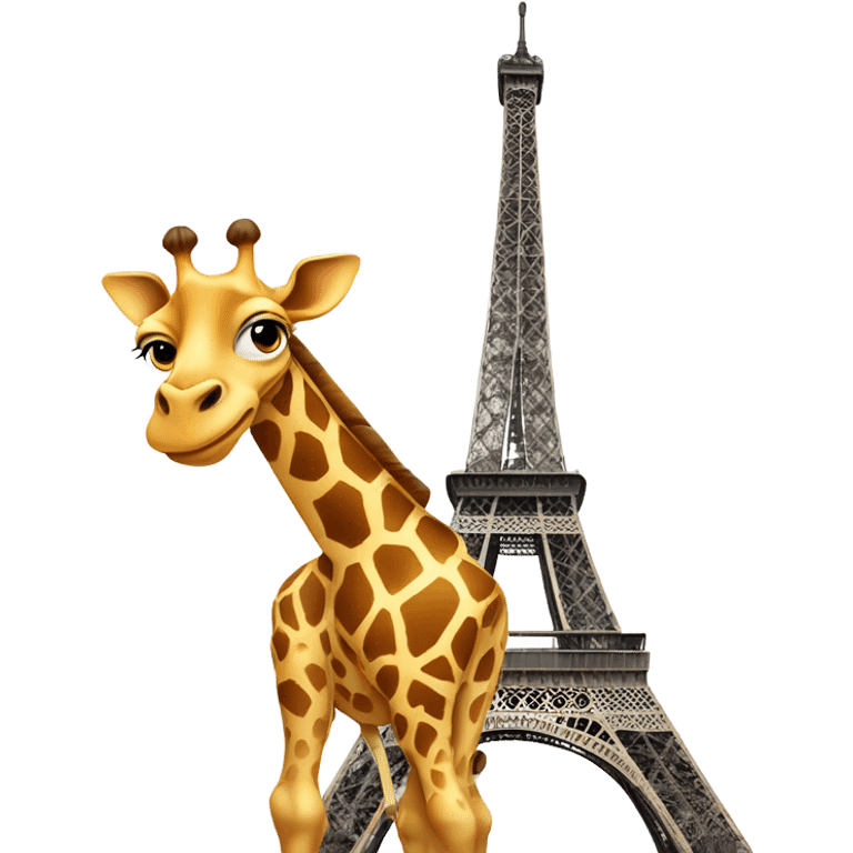 Giraffe standing in front of Eiffel Tower  emoji