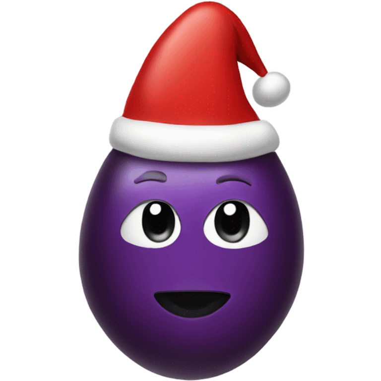 Brown eggplant wearing Santa hat emoji