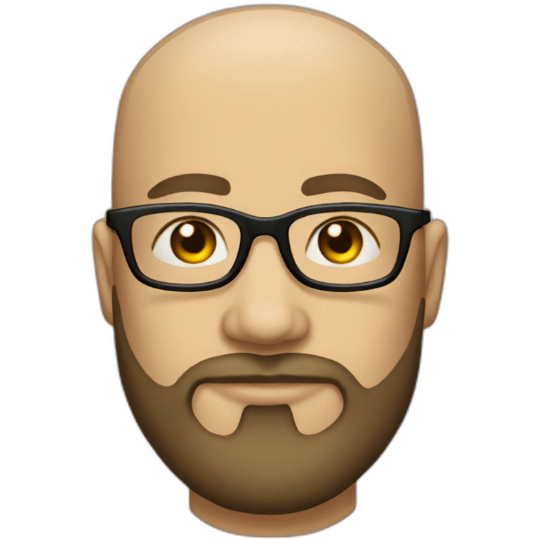 Bald bearded man in glasses with tattoos emoji