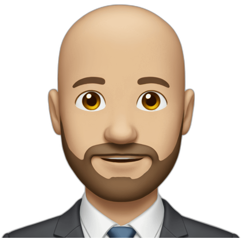 bald man with beard and brown eyes wearing a suit Andrew tate emoji