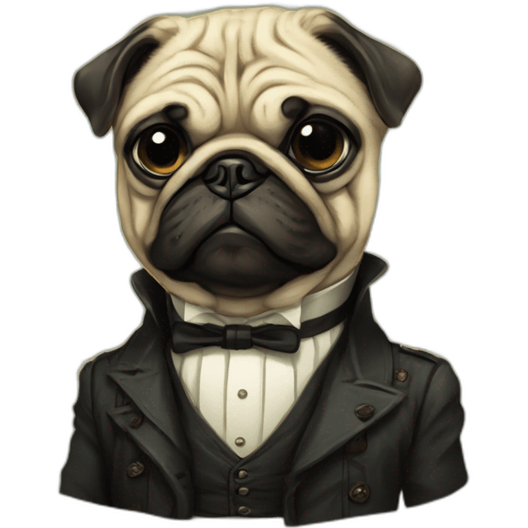 A cyberpunk pug in Art Nouveau style during 1910 emoji