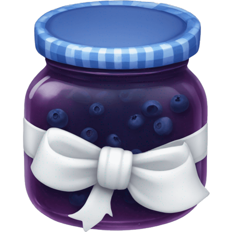 Jar of blueberry jelly with a white bow on it  emoji