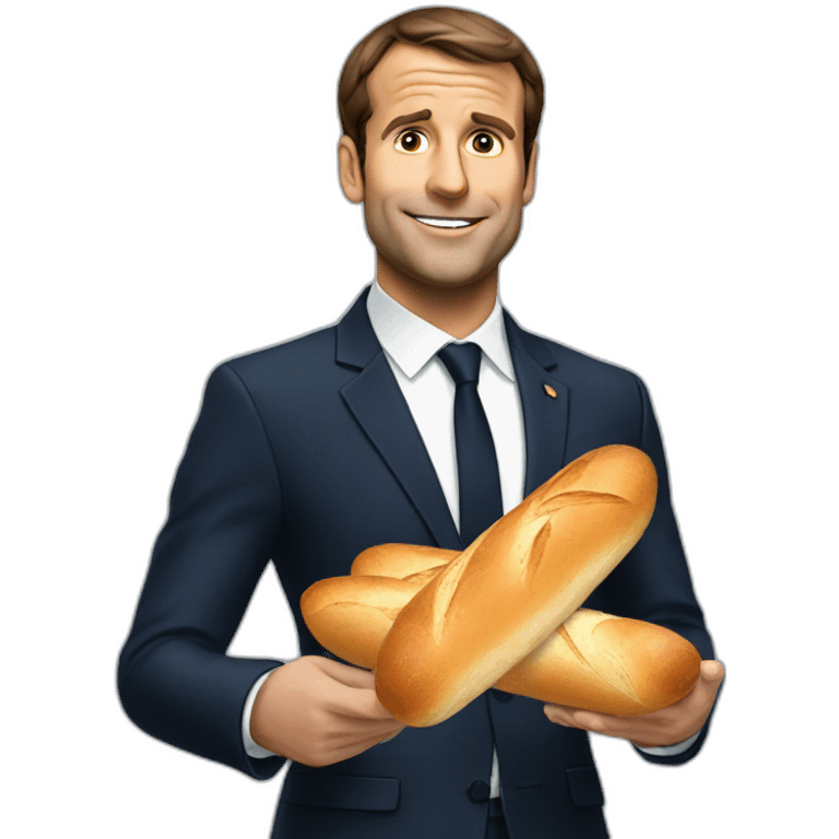 Macron with baguette emoji