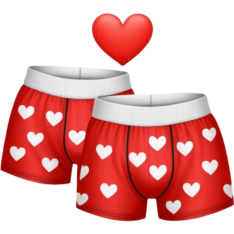 red boxers with white hearts all over it with a black outline on the hearts emoji