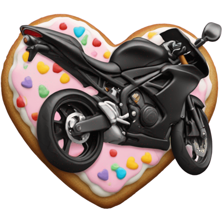 cookie heart with black motorbike  emoji